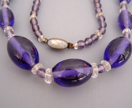 CZECH purple glass beads necklace - Morning Glory Jewelry & Antiques