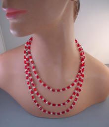 Boutique Jewelry | Brand New Chinese Style Coquette Glass Pearl Beaded Necklace with Strawberries | Color: Red/White | Size: Os | Doreenjin's Closet